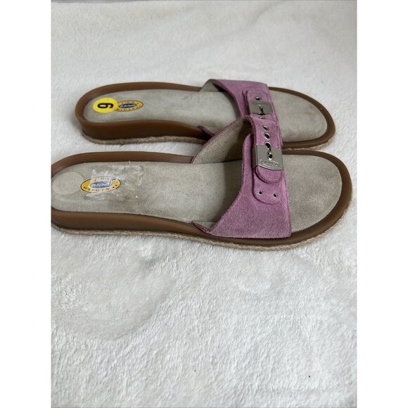 Dr. Scholls Pink Suede Slip-On Sandals With Adjustable Strap Size 9 - Picture 3 of 6